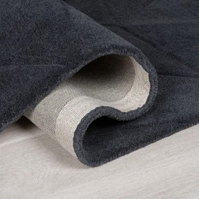 Covor gri antracit țesut manual rotund din lână ø 160 cm Shard Charcoal – Flair Rugs