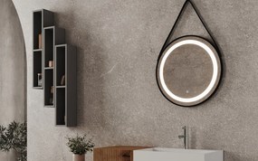 Oglindă lemn masiv cu iluminare LED si acționare touch 60 cm