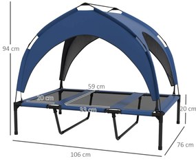 PawHut Pat Înălțat Racoritor pentru Câini, Design Portabil, Ideal pentru Vară, cu Plasă Respirabilă, 106x76x94cm, Albastru Închis | Aosom Romania