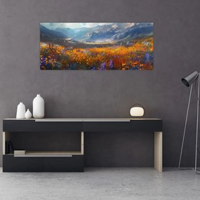 Tablou - Peisaj montan pictat II. (120x50 cm)