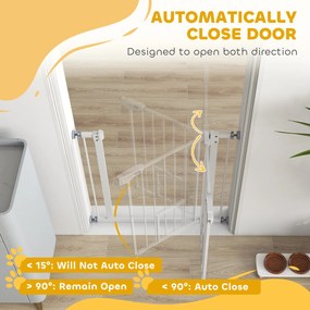 PawHut Poartă Reglabilă pentru Câini cu Ușă și Montare prin Presiune, Barieră cu Închidere Automată, 74-80x76.2 cm, Alb | Aosom Romania