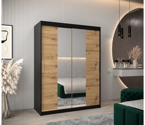 Dulap de haine 150 cm Toki 1 (negru mat + stejar artisan). 1064907