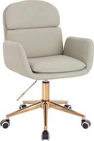 HR480K Scaun Ecru Piele Ecologica Premium Soft cu Bază Aurie