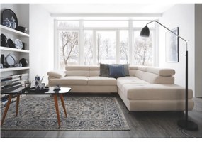 Colţar, material textil gri deschis, model dreapta, BUTON P