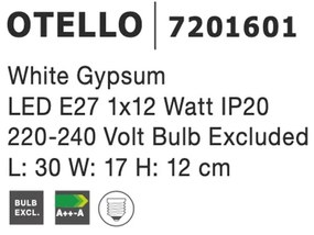 Aplica de perete cu iluminat ambiental gips alb OTELLO