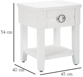 Noptieră albă din lemn masiv de brad Shine – Mauro Ferretti