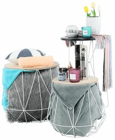 Set măsuţe auxiliare, natural/alb, DALUX