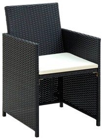 43907 vidaXL Set mobilier de grădină cu perne, 4 piese, negru, poliratan