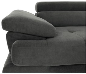 Colţar, piele ecologică gri-maro, model dreapta, BUTON P