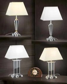Veioza, lampa de masa design LUX VERONIQUE, crom/ abajur alb