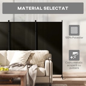 HOMCOM Paravan interior cu 3 panouri, separeu pliabil pentru spatii din metal si poliester, 253x50x182cm, bej | Aosom Romania