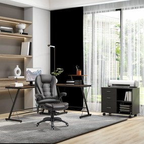 HOMCOM Suport pentru imprimantă, mobilier de birou cu 3 sertare + 2 rafturi + blat mare din particule de panou negru | Aosom Romania