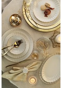 Set de masă 27 piese din porțelan, alb cu accente aurii