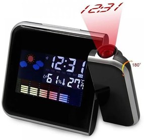 Ceas de birou  proiector cu led reglabil  ecran lcd  alarma  data  statie meteo de interior