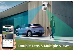 Immax NEO 07783L - Cameră smart exterioră DOUBLE 355° P/T 2x2MP IP65 Wi-Fi Tuya