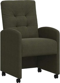 vidaXL Scaune de dining cu roți 2 pcs Verde militar 58 x 67 x 97 cm