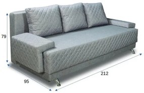 Canapea Extensibila Cu Lada De Depozitare Karla, Argintiu, 212 x 95 x 79 Cm