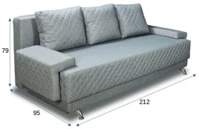 Canapea Extensibila Cu Lada De Depozitare Karla, Argintiu, 212 x 95 x 79 Cm