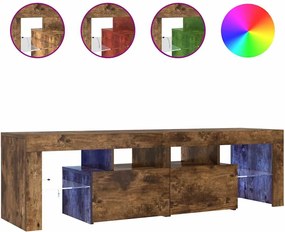 vidaXL Comodă TV cu lumini LED, stejar fumuriu 140x36,5x40 cm