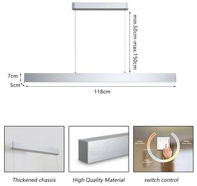 Lustră LED pe cablu Brilagi SLEEKLINE LED/40W/230V 3000/4500/6000K argintiu