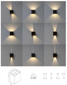 Aplica LED de perete iluminat exterior ambiental IP65 DAVOS XL gri inchis