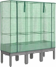 vidaXL Strat înălțat cu husă de seră, aspect ratan, 120x40x140 cm