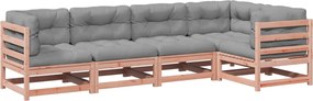 vidaXL Set canapele grădină cu perne, 5 piese, lemn masiv brad douglas