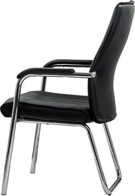 Scaun vizitator negru HRC 614 din piele ecologică și cadru cromat