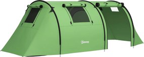 Outsunny Cort de camping pentru 3-4 persoane, stabil, impermeabil, cort familial cu dormitor și zonă de zi, rezistență la apă 3000 mm, Verde închis | Aosom Romania
