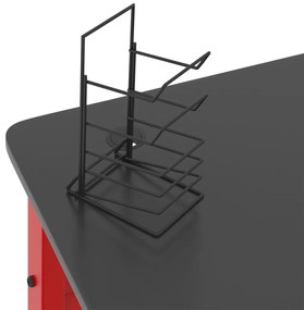 Birou de gaming cu picioare forma K, negru rosu, 110x60x75 cm Negru si rosu, 110 x 60 x 75 cm