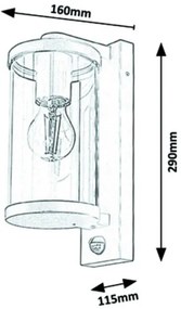 Rabalux - Aplică de exterior cu senzor 1xE27/60W/230V IP44