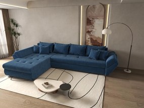 Colțar extensibil dumonde cu ladă de depozitare si sezut confortabil din spuma high-density, Loana XL Zoom Albastru 335x185 cm