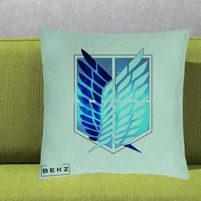 Perna Personalizata Attack on Titan Wings of Freedom, 40x40 cm, Verde Menta, Husa Detasabila, Perna Inclusa, BEKZ®