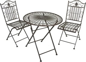 Set de dining pentru grădină maro închis din metal pentru 2 persoane – Garden Pleasure
