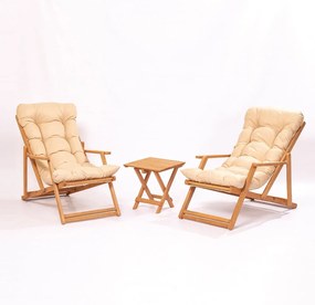 Set mobilier de grădină crem/natural din lemn de fag pentru două persoane – Floriane Garden