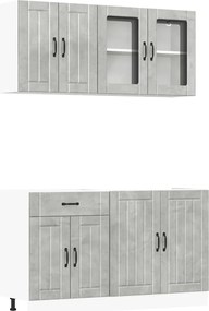 vidaXL Set dulapuri de bucătărie 4 piese „Lucca” gri beton Lemn