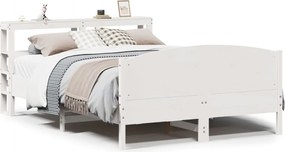 vidaXL Cadru de pat fără saltea, alb, 160x200 cm, lemn masiv pin