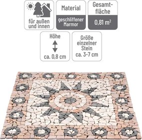Mozaic din marmură, motiv floare, 90 x 90 cm