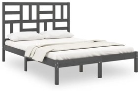 Cadru de pat, gri, 120x200 cm, lemn masiv Gri, 120 x 200 cm