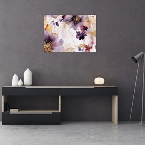 Tablou pe sticlă - Acuarelă flori (70x50 cm)
