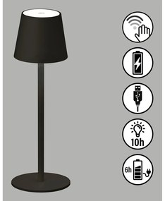 Veioză neagră LED cu intensitate reglabilă/cu senzor de mișcare cu abajur din metal (înălțime 38 cm) Tropea – Fischer &amp; Honsel