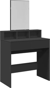 vidaXL Masă de toaletă cu oglindă, negru, 80x41x144,5 cm