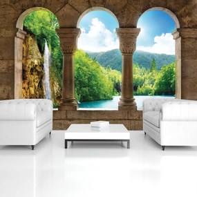 Fototapet - Privire spre stălpi cu casca (152,5x104 cm)