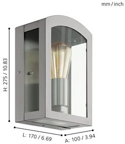Eglo 97477 - Aplica perete exterior PARETTA 1xE27/60W/230V crom mat