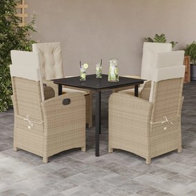vidaXL Set mobilier de grădină cu perne, 5 piese, bej, poliratan