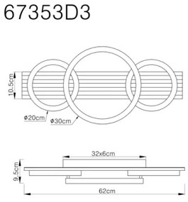 Plafonieră LED Globo 67353D3 TISHA LED/24W/230V 3000K 30x62 cm