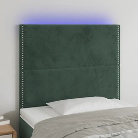 3122323 vidaXL Tăblie de pat cu LED, verde închis, 90x5x118/128 cm, catifea