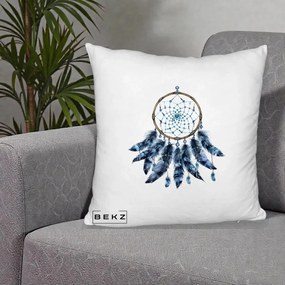 Perna Personalizata Prinzator de Vise cu Pene Albastre, 40x40 cm, Alb Pufos, Husa Detasabila, Perna Inclusa, BEKZ®