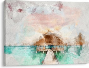 Tablou - Maldive, debarcader din lemn (70x50 cm)