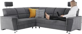 Colţar extensibil, material textil gri, model stânga, SANTIAGO